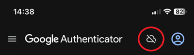 The Google Authenticator cloud backup button. 